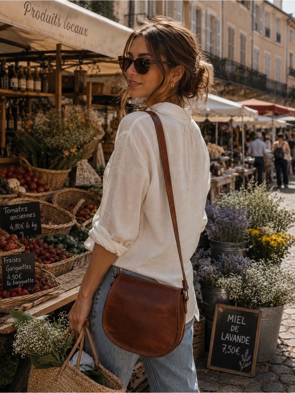 Vintage Brown Leather Saddle Bag Crossbody Purse Rustic Boho Artisan Minimalist